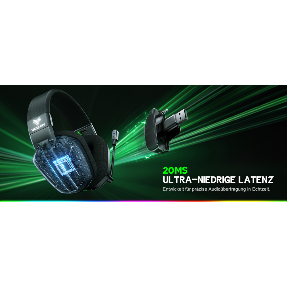 Игровые наушники WESEARY WG1 беспроводные для Xbox PS5 PC RGB до 50 ч работы