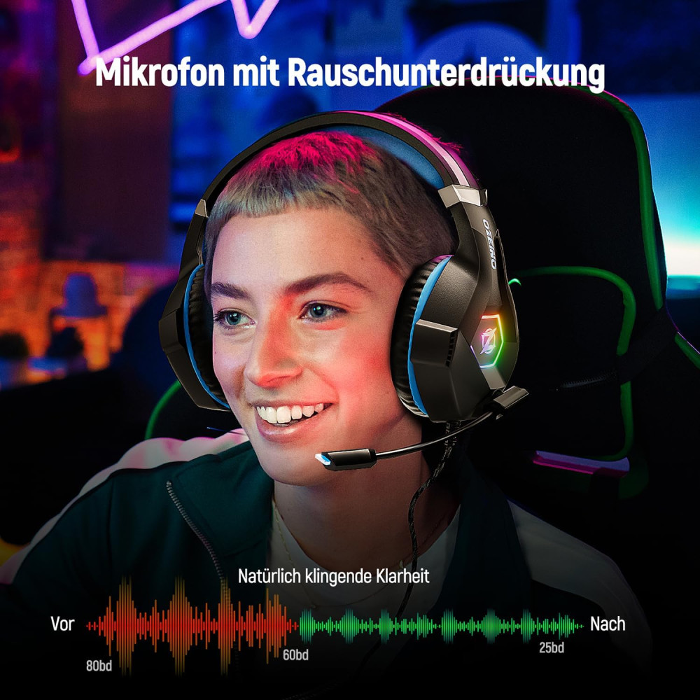 Бездротові ігрові навушники Ozeino GM-6 для Xbox з шумозаглушенням та RGB 