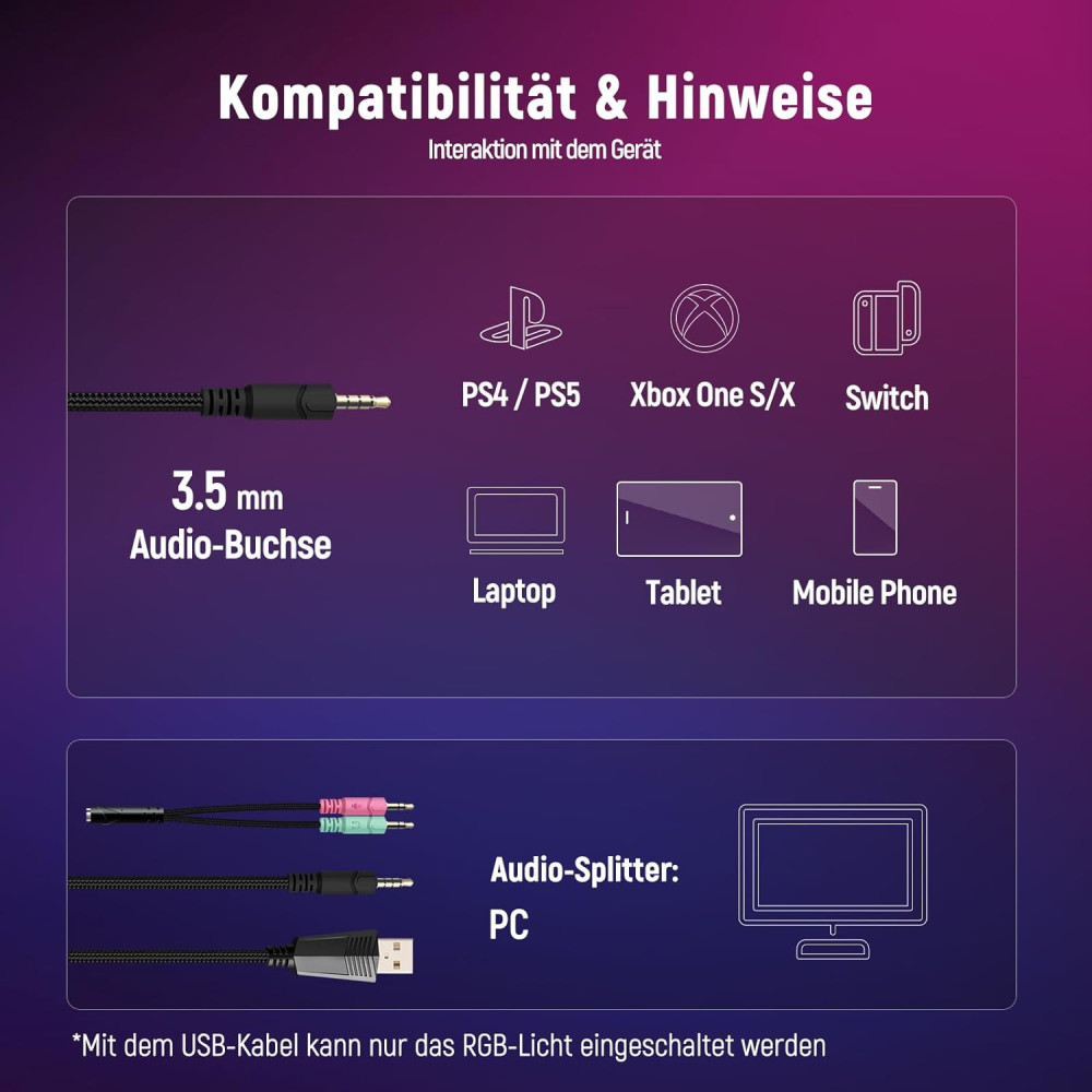 Бездротові ігрові навушники Ozeino GM-6 для Xbox з шумозаглушенням та RGB 