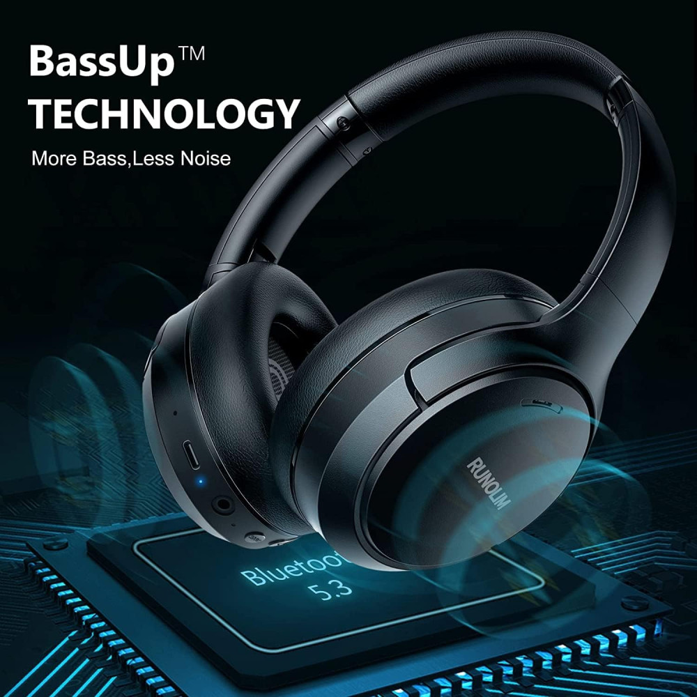 Беспроводные наушники RUNOLIM ANC 70 часов HiFi бас сложные с микрофоном