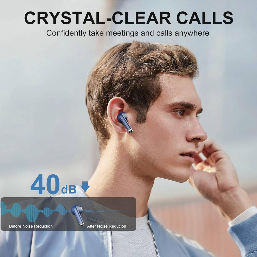 Bluetooth Навушники POMUIC W23 з 4 ENC мікрофонами та LED індикаторами