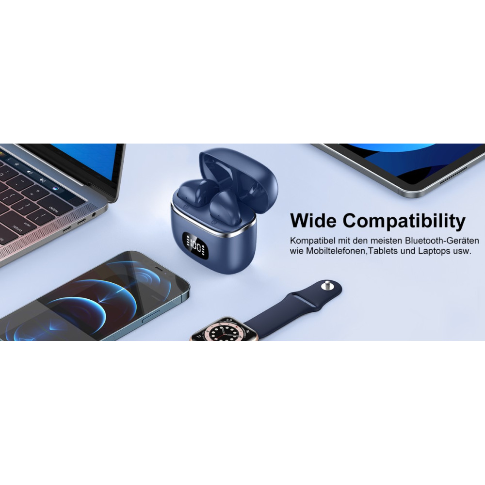 Bluetooth Навушники POMUIC W23 з 4 ENC мікрофонами та LED індикаторами