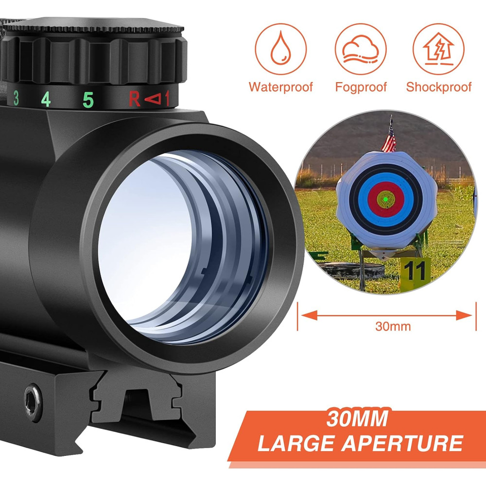 Коллиматорный прицел EZshoot Red/Green Dot Reflex 1×30 с крышками линз для планки 20 мм