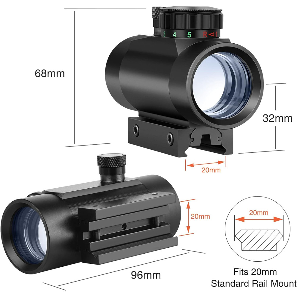 Коллиматорный прицел EZshoot Red/Green Dot Reflex 1×30 с крышками линз для планки 20 мм