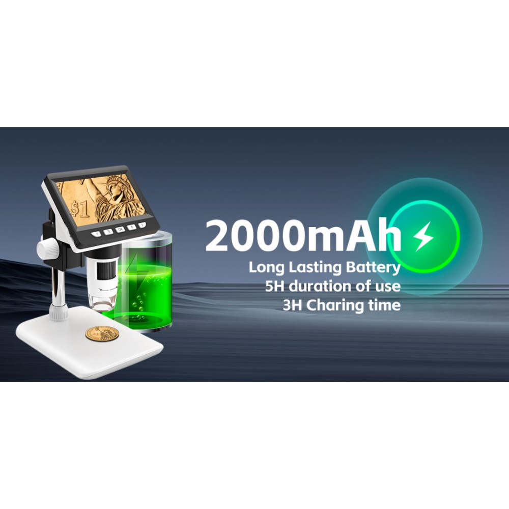 Цифровой микроскоп GlobalCrown RM 50–1000x 4,3 дюйма 1080p с 8 LED