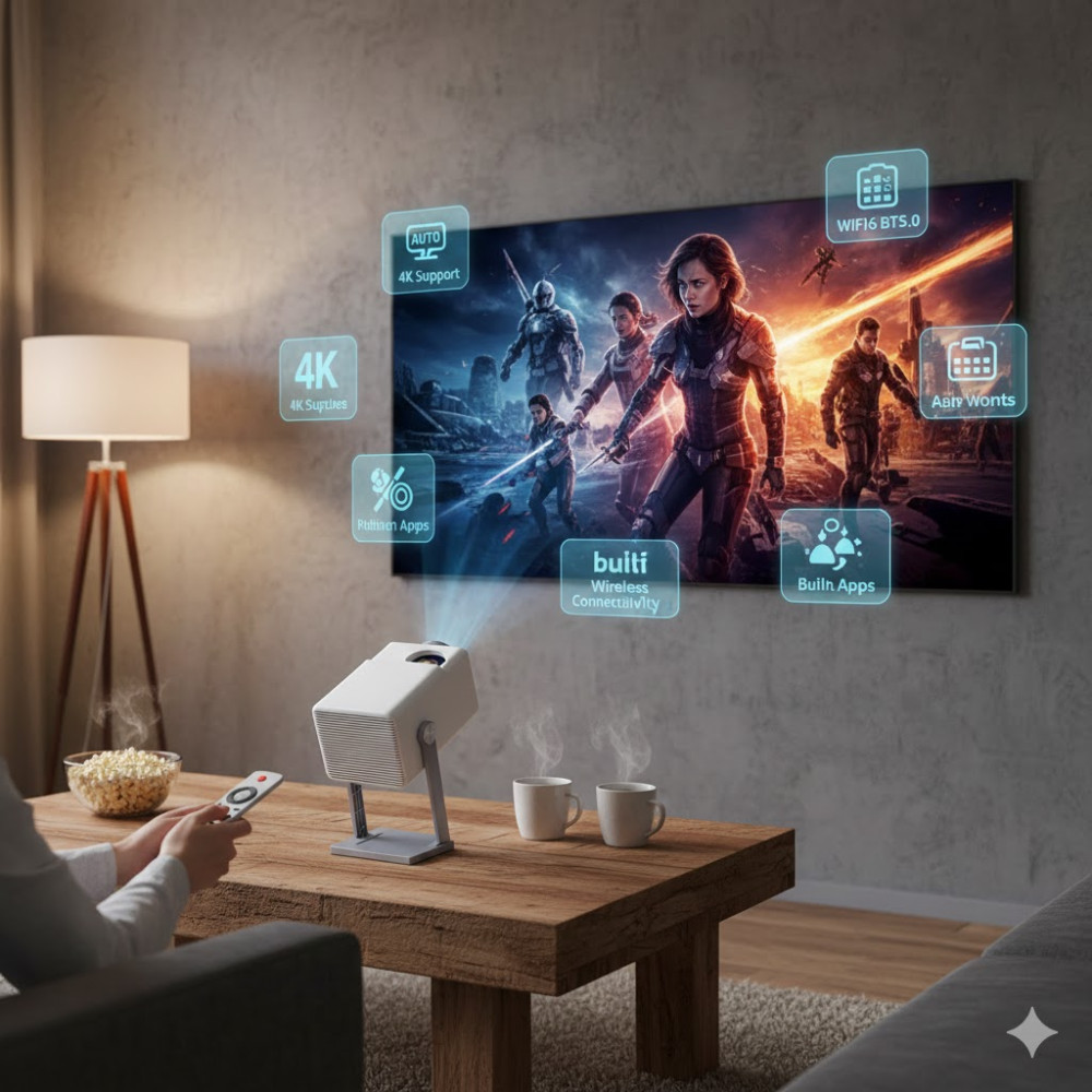 Портативный смарт-проектор K300 Home 1080P 4K HD с Wi-Fi и Bluetooth