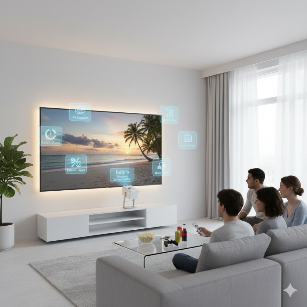 Портативный смарт-проектор K300 Home 1080P 4K HD с Wi-Fi и Bluetooth