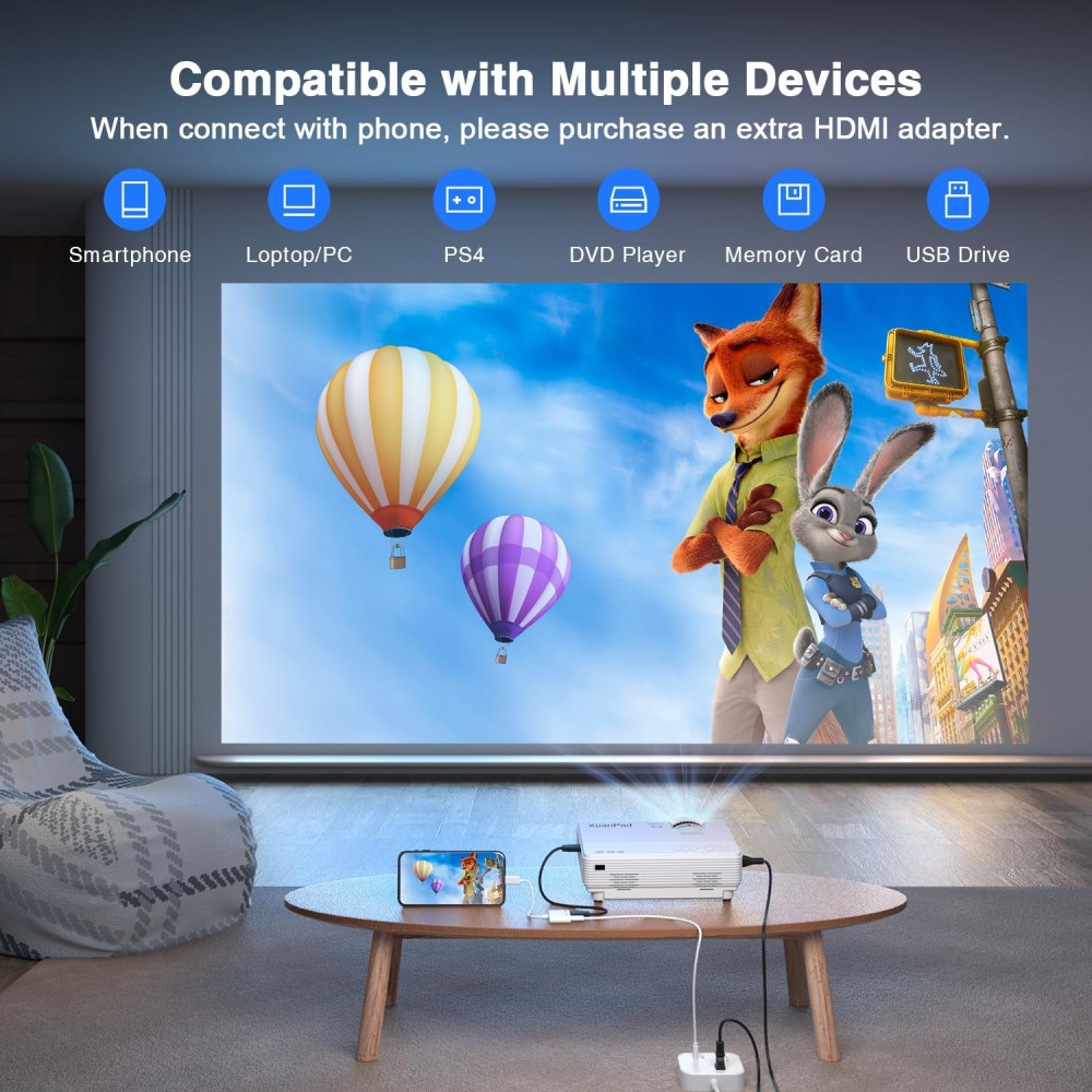 Мини проектор XuanPad 2024 портативный Full HD 1080P LCD