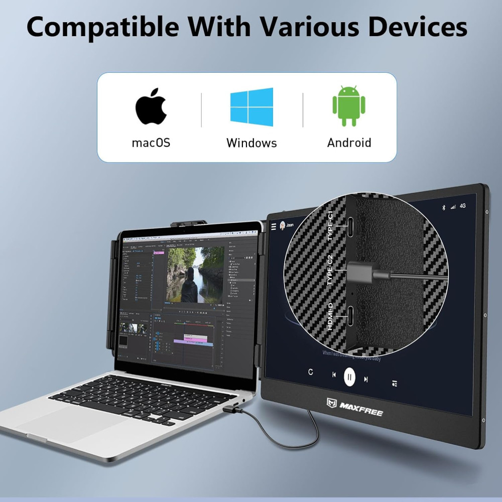 Портативный расширитель экрана Maxfree S1 14" Full HD монитор для ноутбуков 13-17"
