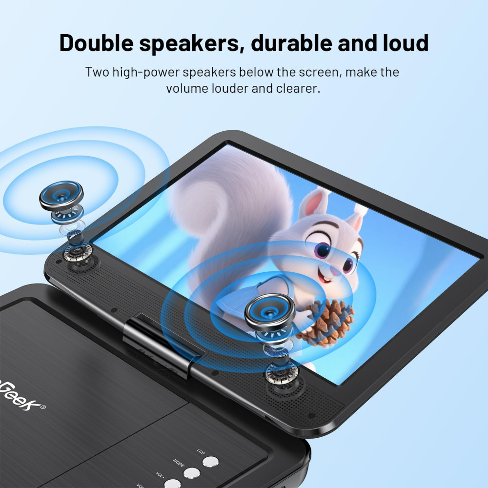 Портативный DVD-проигрыватель ieGeek IK-103 с поворотным HD-экраном USB, SD, AV выход
