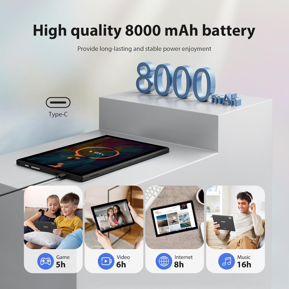 RUSHAR 10 дюймовый планшет на Android 14 с 5G и клавиатурой