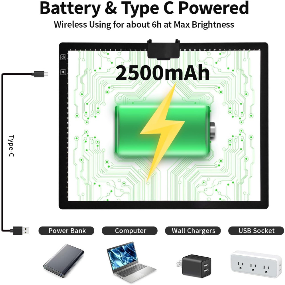 LED лайтбокс акумуляторний A3 Zocelight для алмазної мозаїки трасування та малювання
