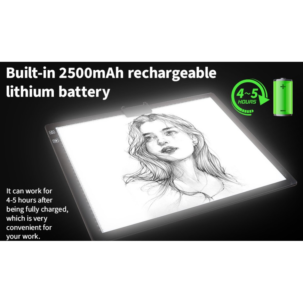 LED лайтбокс акумуляторний A3 Zocelight для алмазної мозаїки трасування та малювання