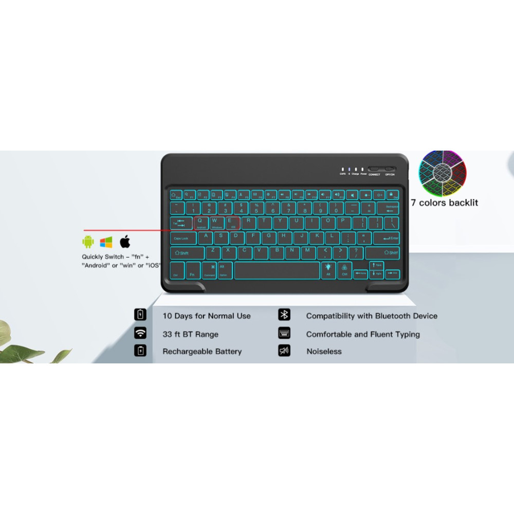 Чохол клавіатура XIWMIX для Microsoft Surface Pro 8 з підсвічуванням 7 кольорів