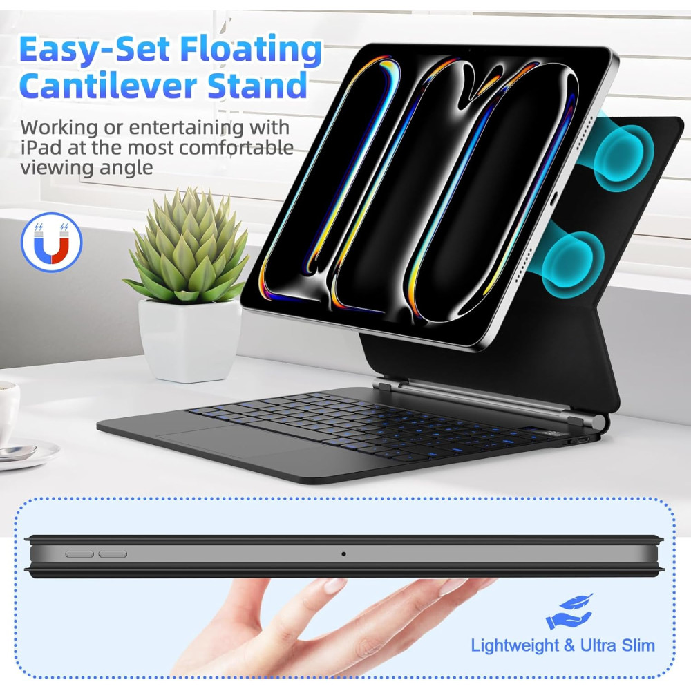 Магнитная клавиатура Bettdow A1901 для iPad с тачпадом и LCD-дисплеем