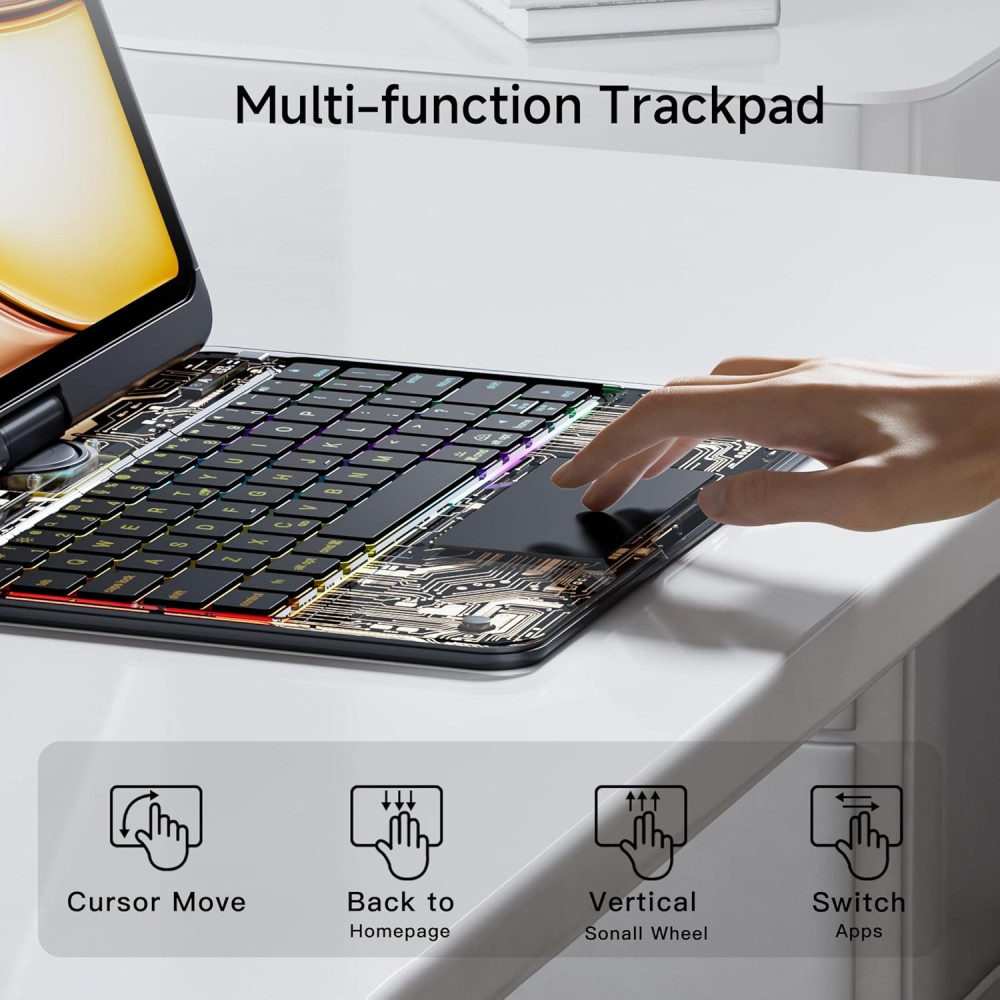 Чехол клавиатура Uminy для iPad Pro 11 M4 M5 с трекпадом и RGB
