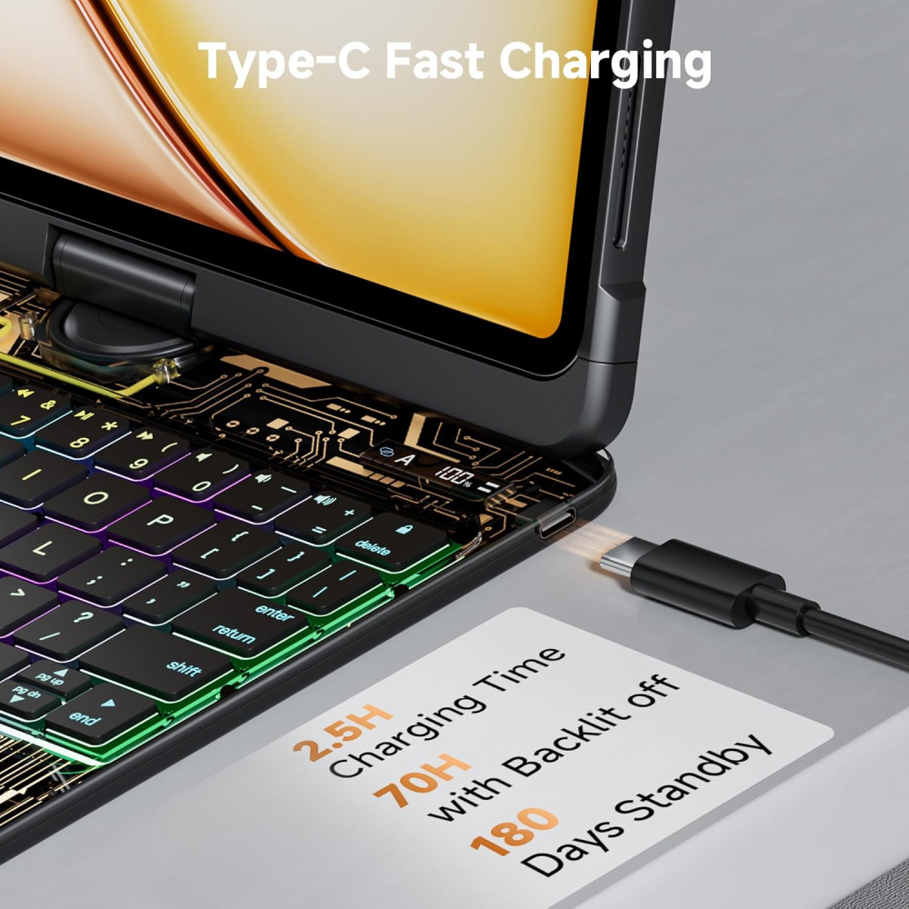Чехол клавиатура Uminy для iPad Pro 11 M4 M5 с трекпадом и RGB