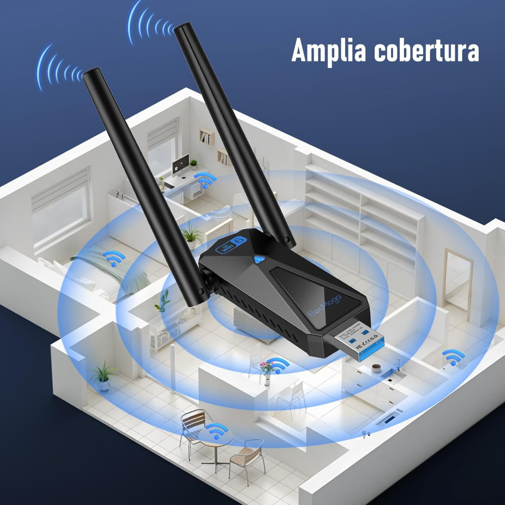 Мережевий Wi-Fi 6E адаптер ElecMoga AX5400 для ПК