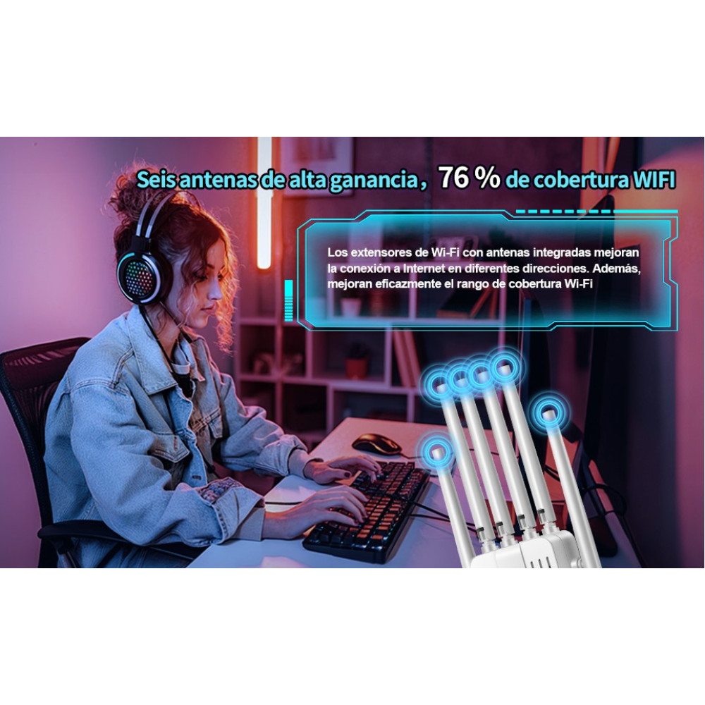 WiFi усилитель сигнала IDAKODU с 6 антеннами WiFi репитер 300 Mbps