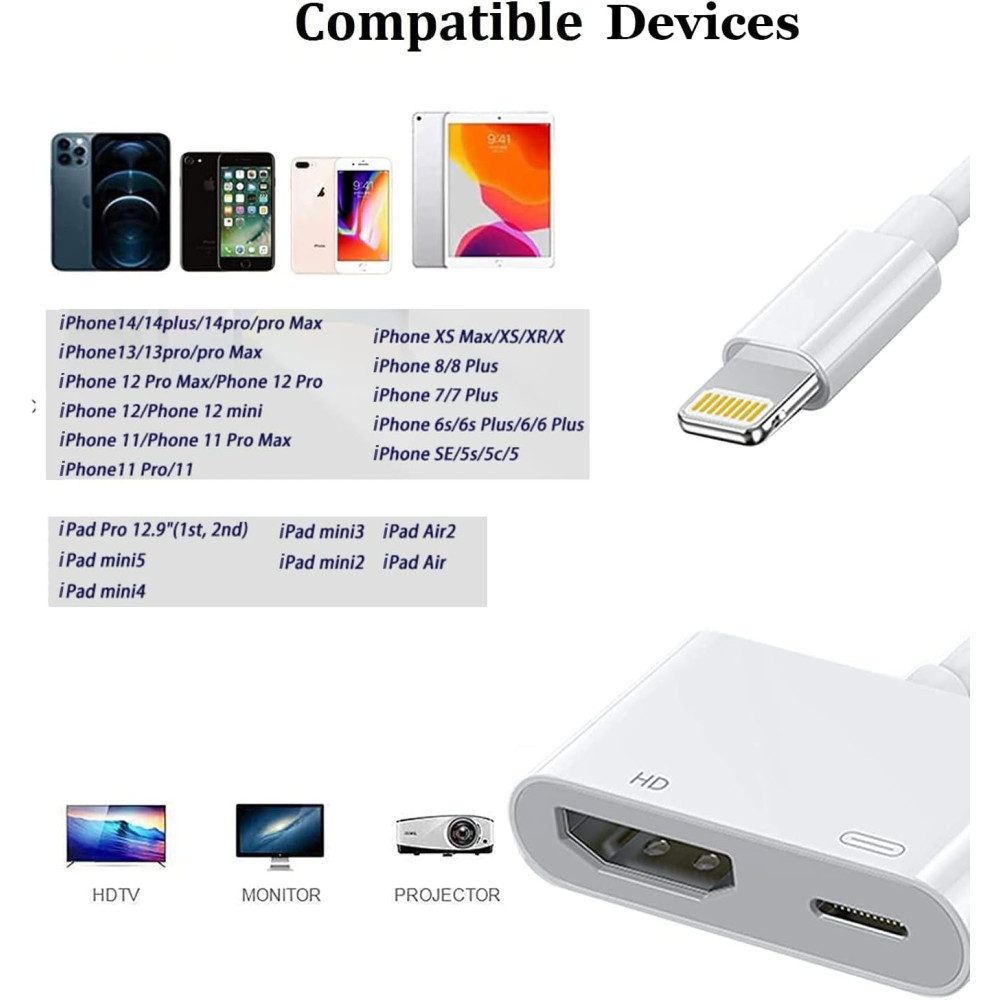 Адаптер Lightning HDMI цифровий AV конвертер відеоадаптер 1080P з iPhone iPad на телевізор проектор монітор