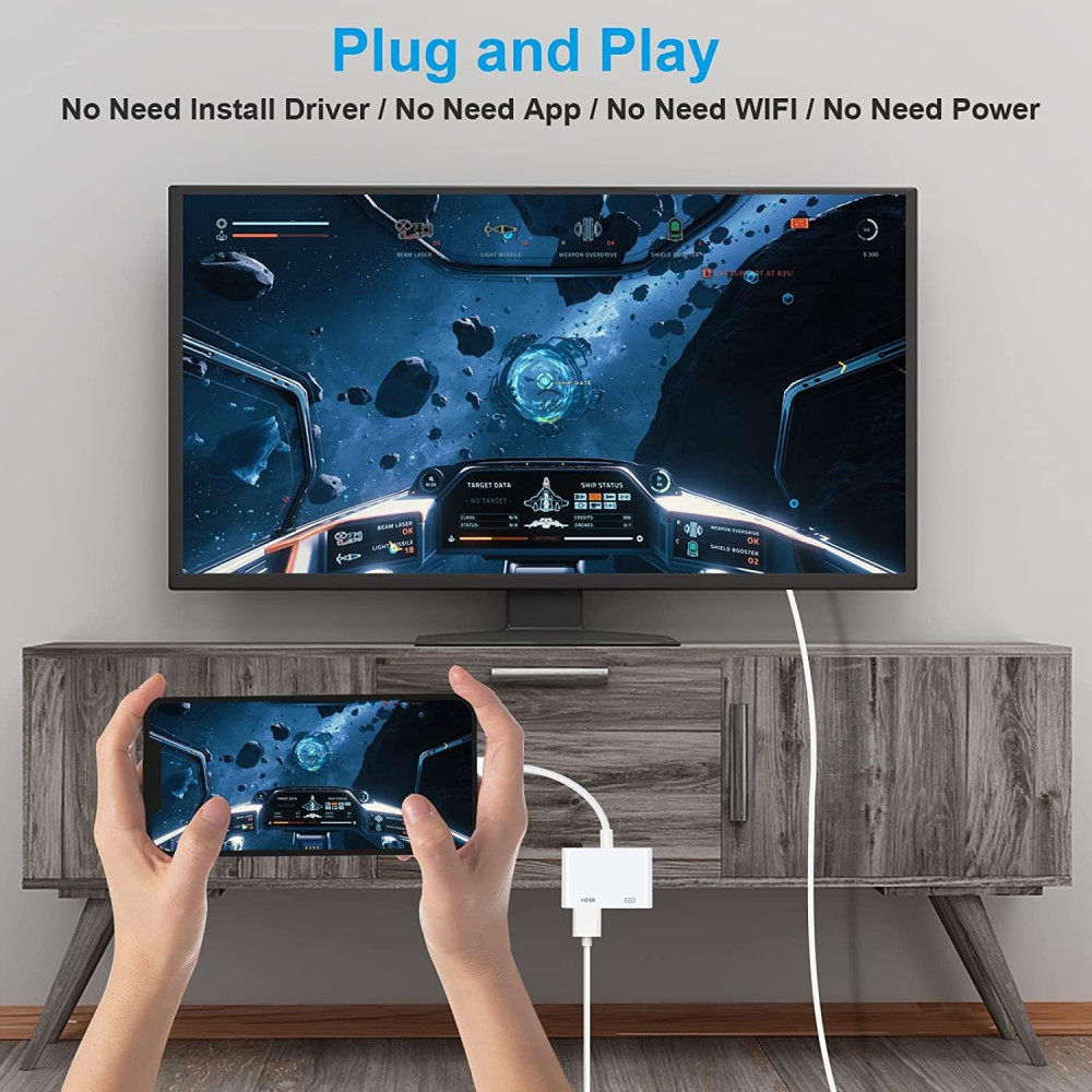 Адаптер Lightning HDMI цифровий AV конвертер відеоадаптер 1080P з iPhone iPad на телевізор проектор монітор