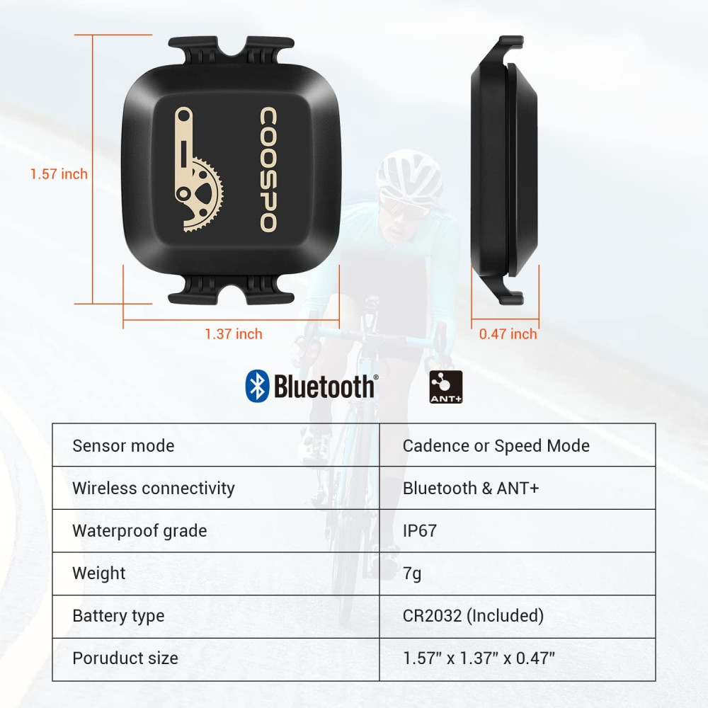 Датчик каденса и скорости COOSPO для велосипеда Bluetooth ANT+ IP67