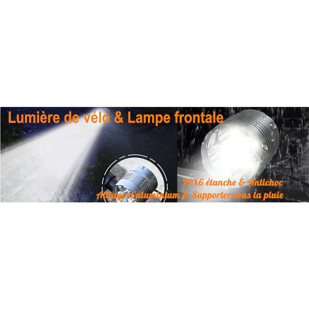 LED Велофара аккумуляторная WASAGA 6000LM IPX6