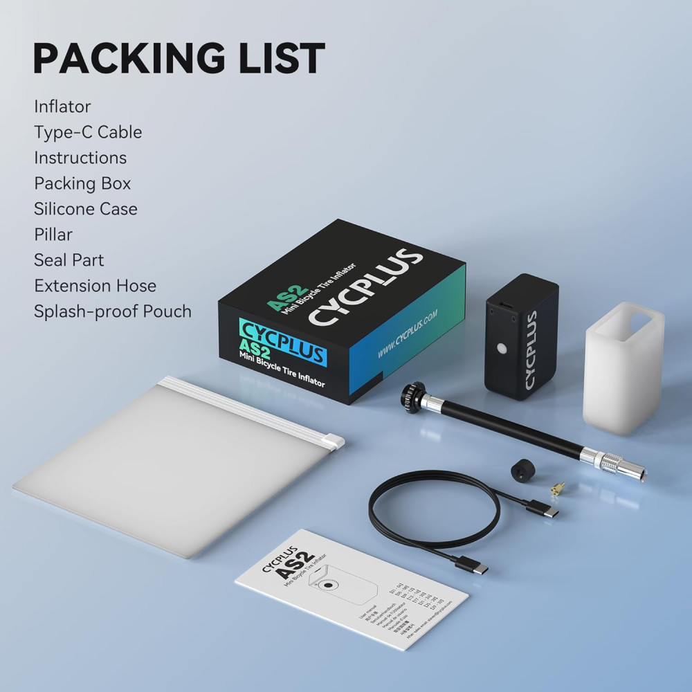 Электрический мининасос CYCPLUS AS2, портативный велосипедный насос, USB-C зарядка, черный