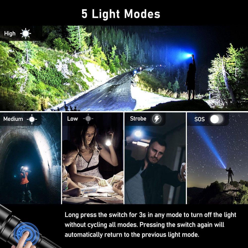 Портативный фонарик Blukar LED Torch 5000 мАh яркий 500000 лм