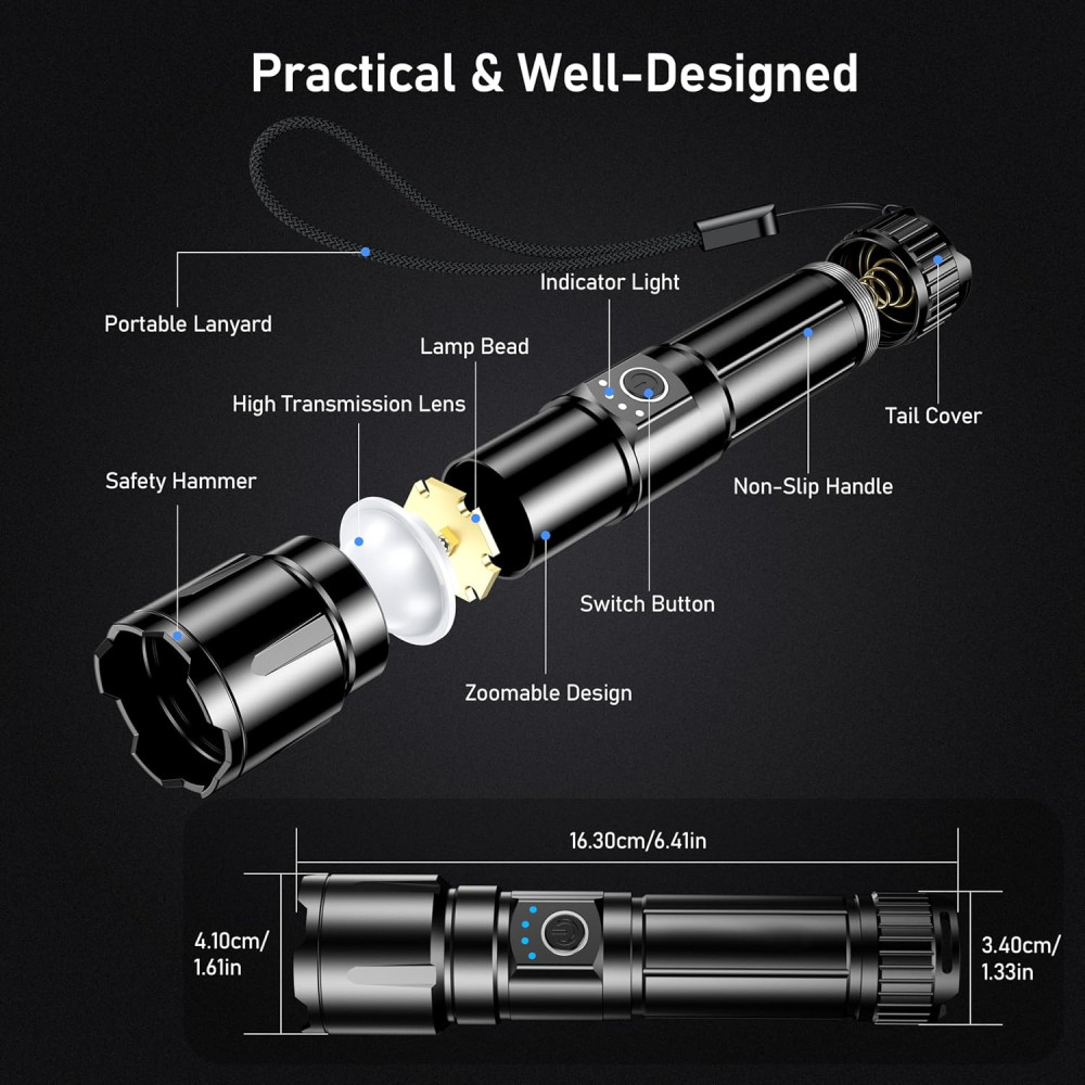 Портативный фонарик Blukar LED Torch 5000 мАh яркий 500000 лм