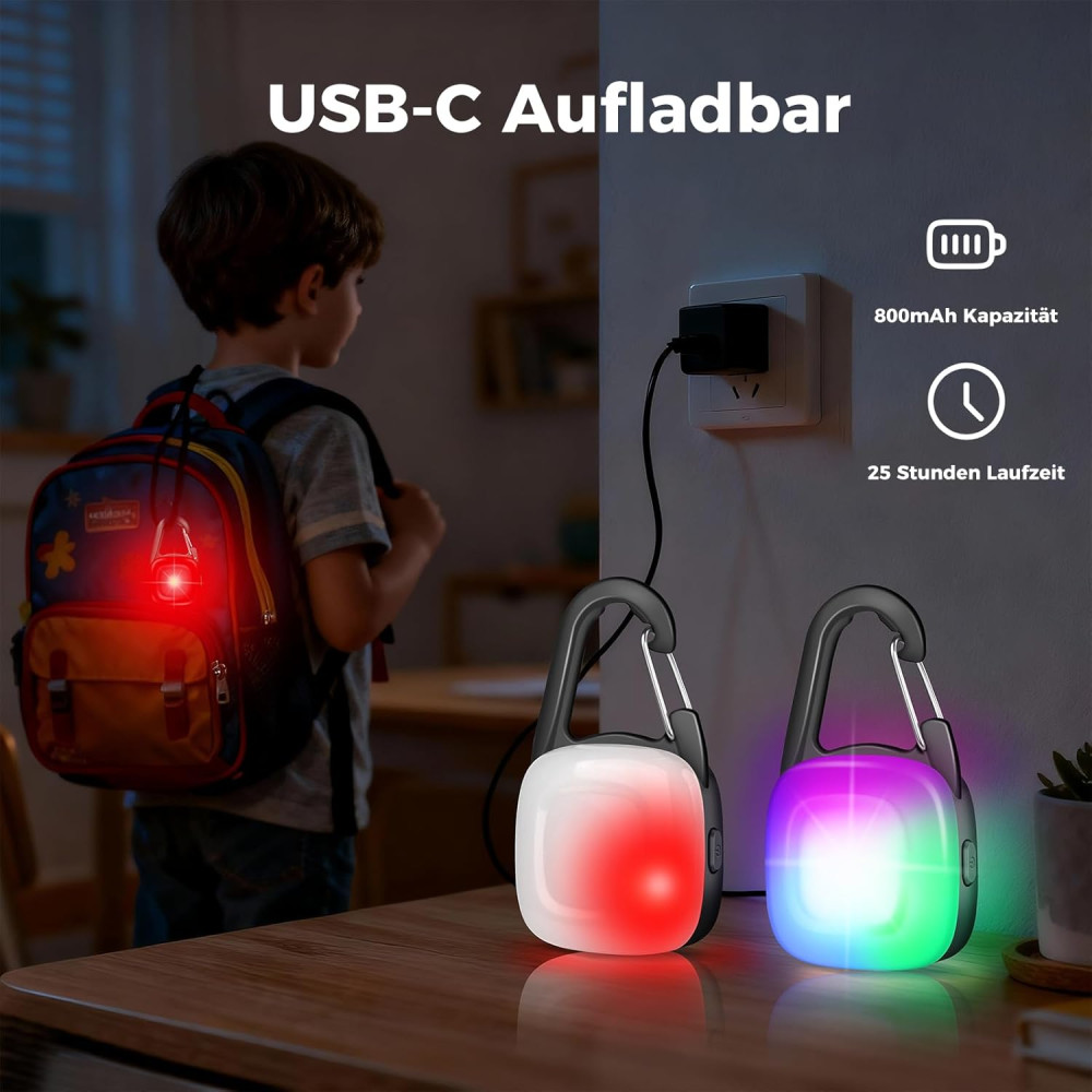 LED сигнальний ліхтар для рюкзака 2 світловідбивачі USB C IP68