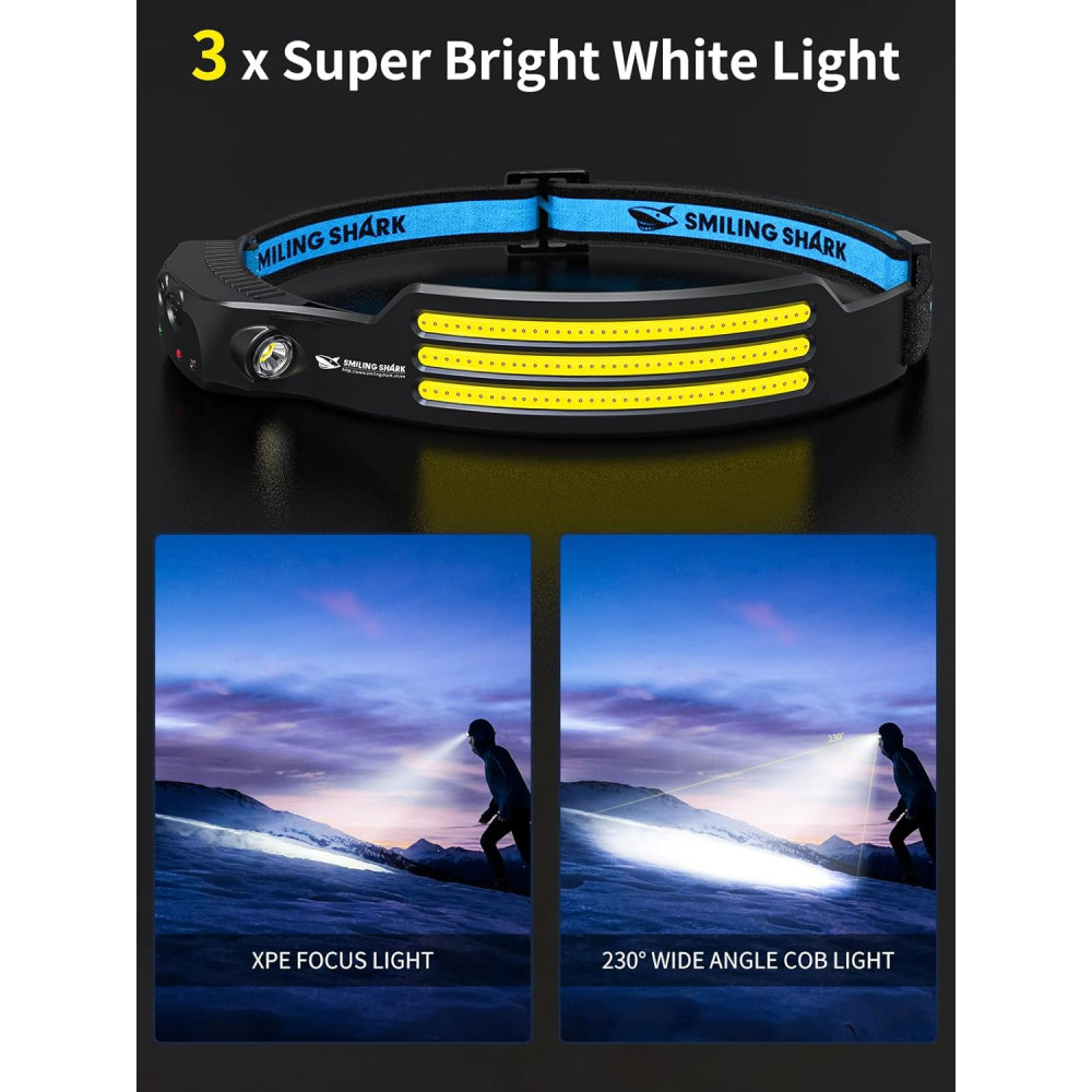 Налобный фонарь Smiling Shark LED 230° водонепроницаемый