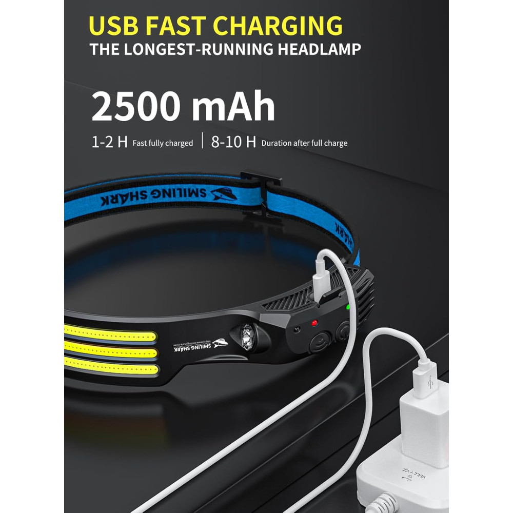 Налобный фонарь Smiling Shark LED 230° водонепроницаемый