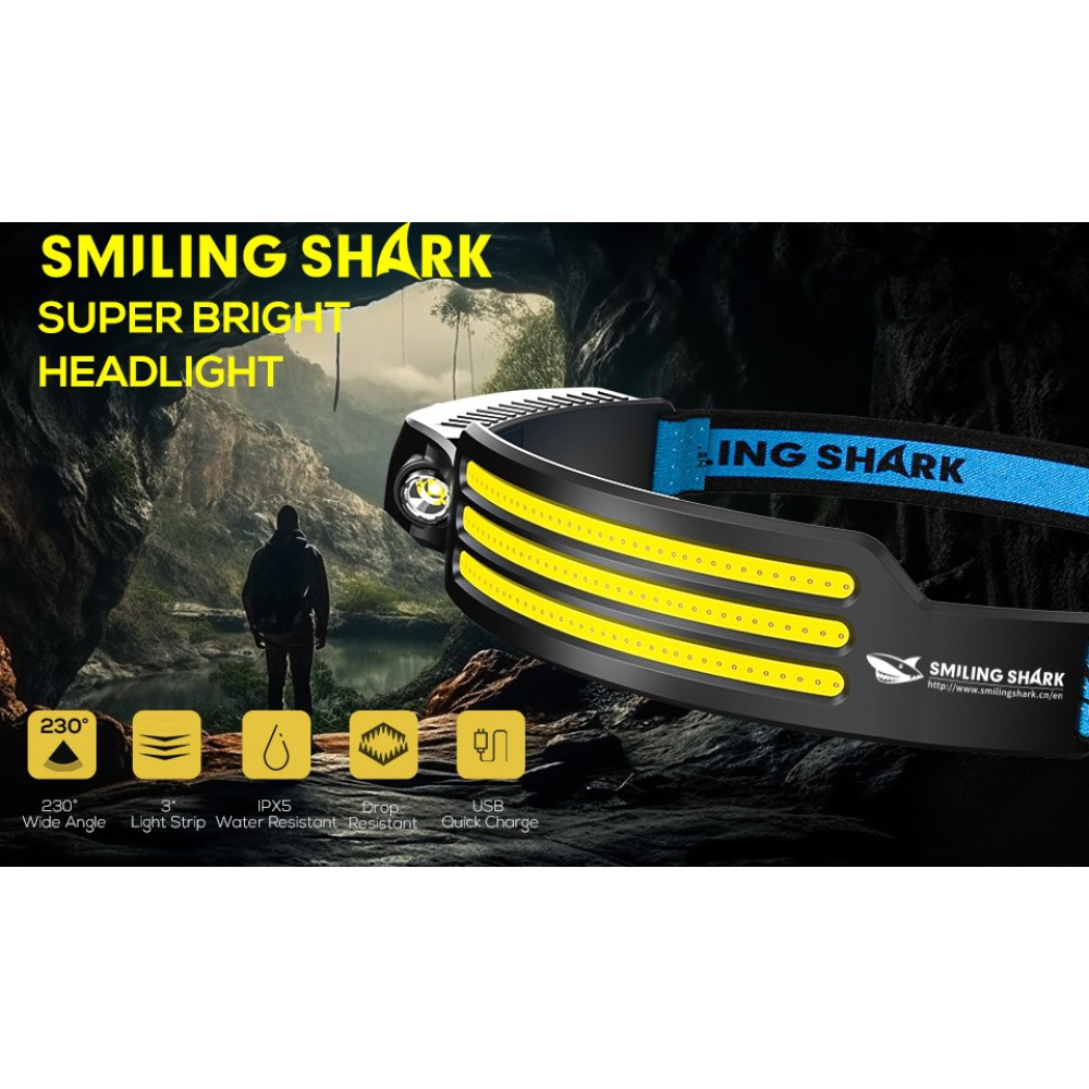 Налобный фонарь Smiling Shark LED 230° водонепроницаемый