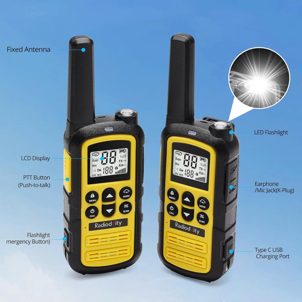Портативные аккумуляторные рации Radioddity PR-T6 PMR446 16 каналов USB-C 2 шт