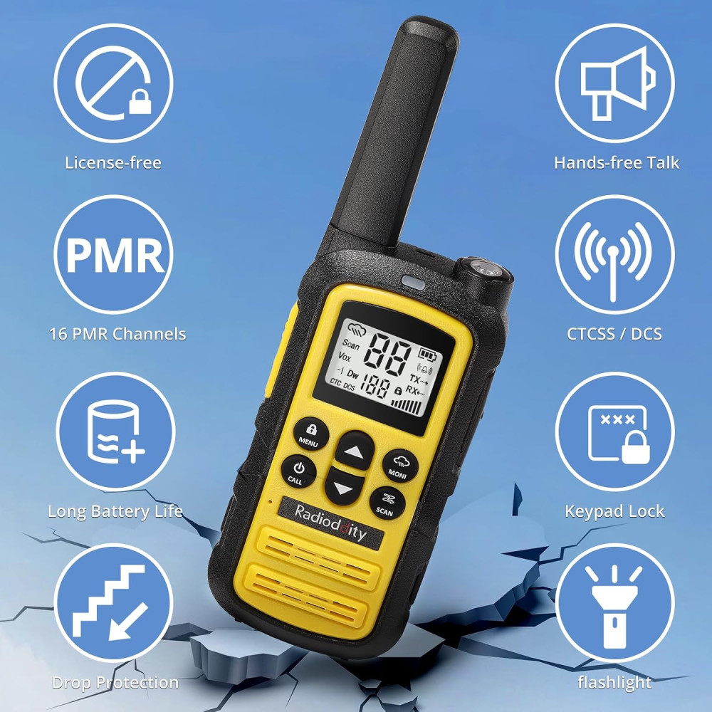 Портативные аккумуляторные рации Radioddity PR-T6 PMR446 16 каналов USB-C 2 шт