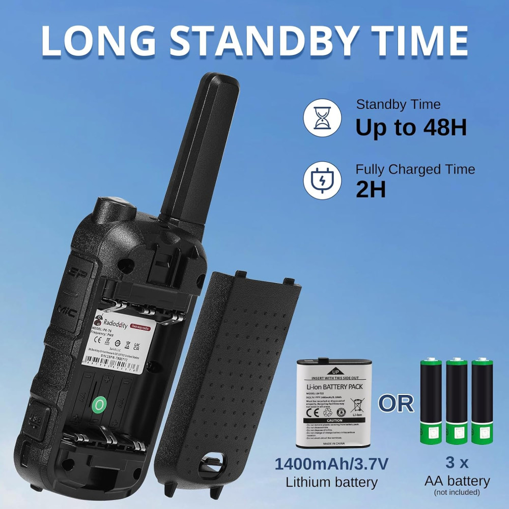 Портативные аккумуляторные рации Radioddity PR-T6 PMR446 16 каналов USB-C 2 шт