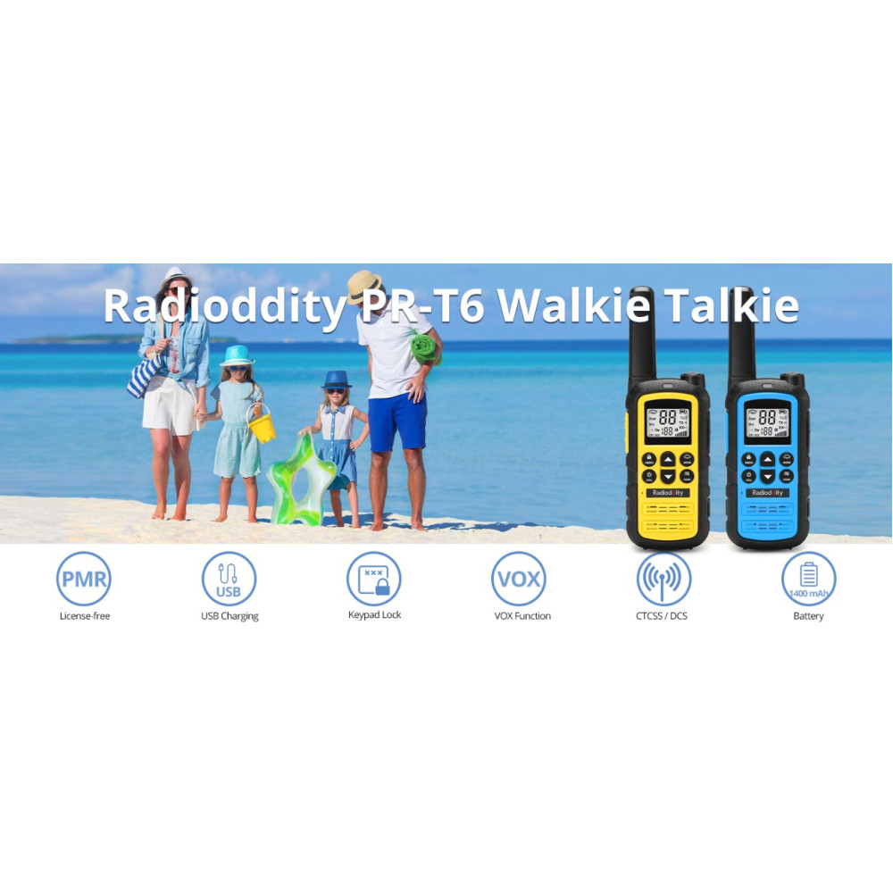 Портативные аккумуляторные рации Radioddity PR-T6 PMR446 16 каналов USB-C 2 шт