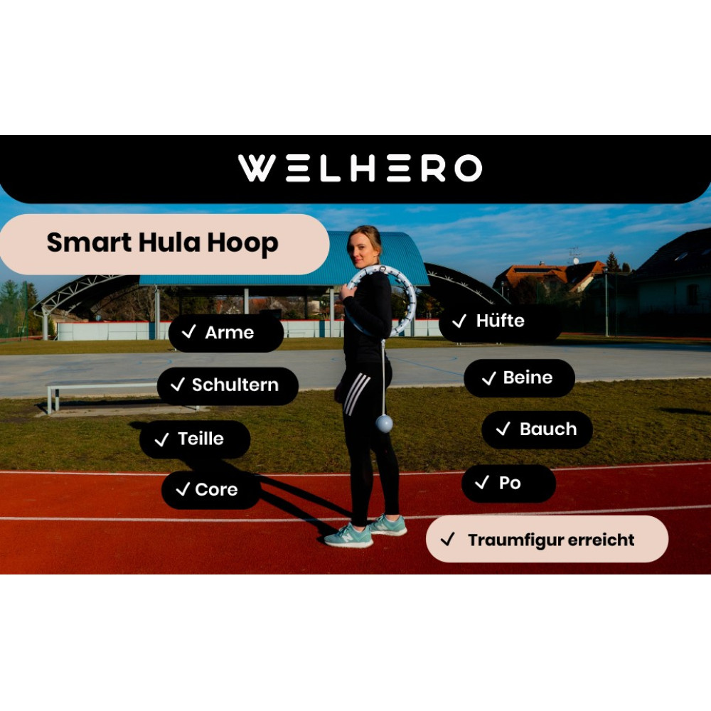 Смарт хулахуп Welhero з обтяжувачем та лічильником, регульований 66–121 см XXL