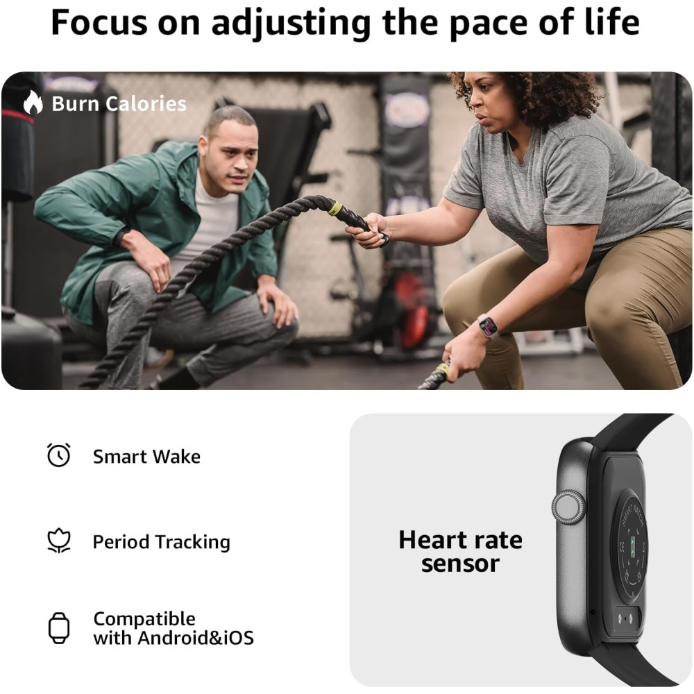 Смарт годинник ‎AcclaFit Р5 для чоловіків і жінок,1,85-дюймовий (Android та IOS)