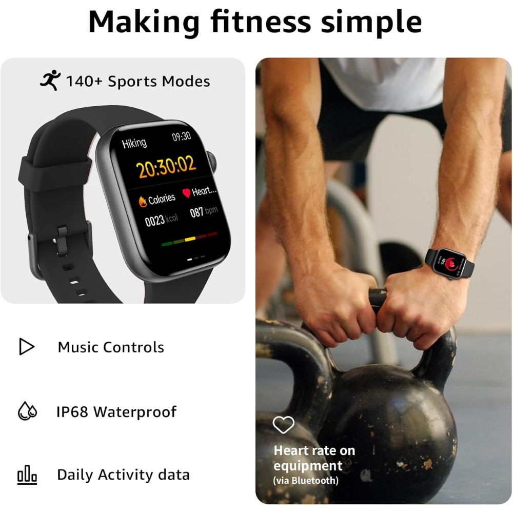 Смарт годинник ‎AcclaFit Р5 для чоловіків і жінок,1,85-дюймовий (Android та IOS)