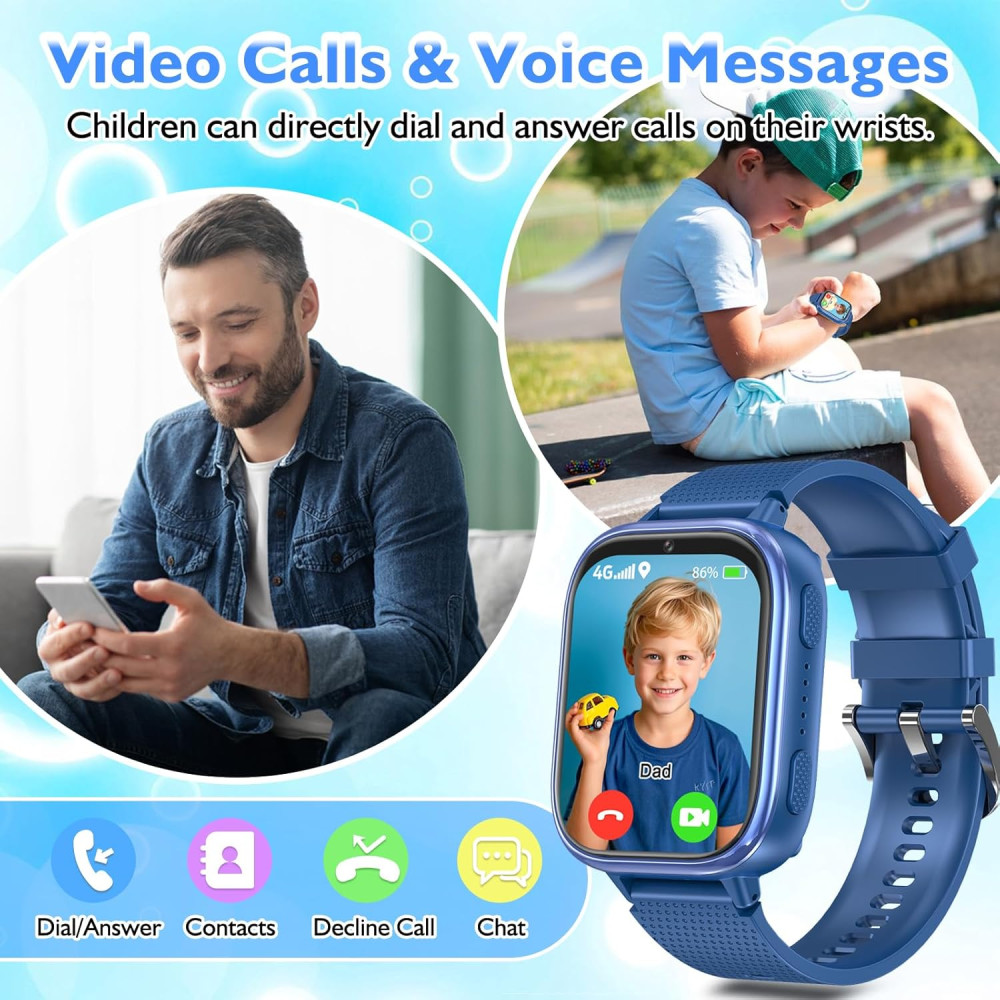 Смарт часы kaacly с GPS/4G, (ответ на вызов/вызов), IP67, для Android iOS