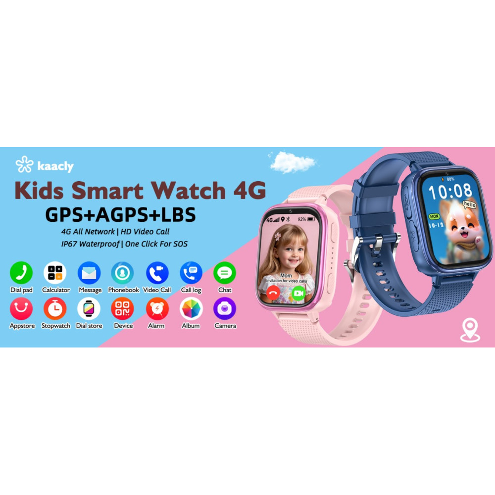 Смарт часы kaacly с GPS/4G, (ответ на вызов/вызов), IP67, для Android iOS