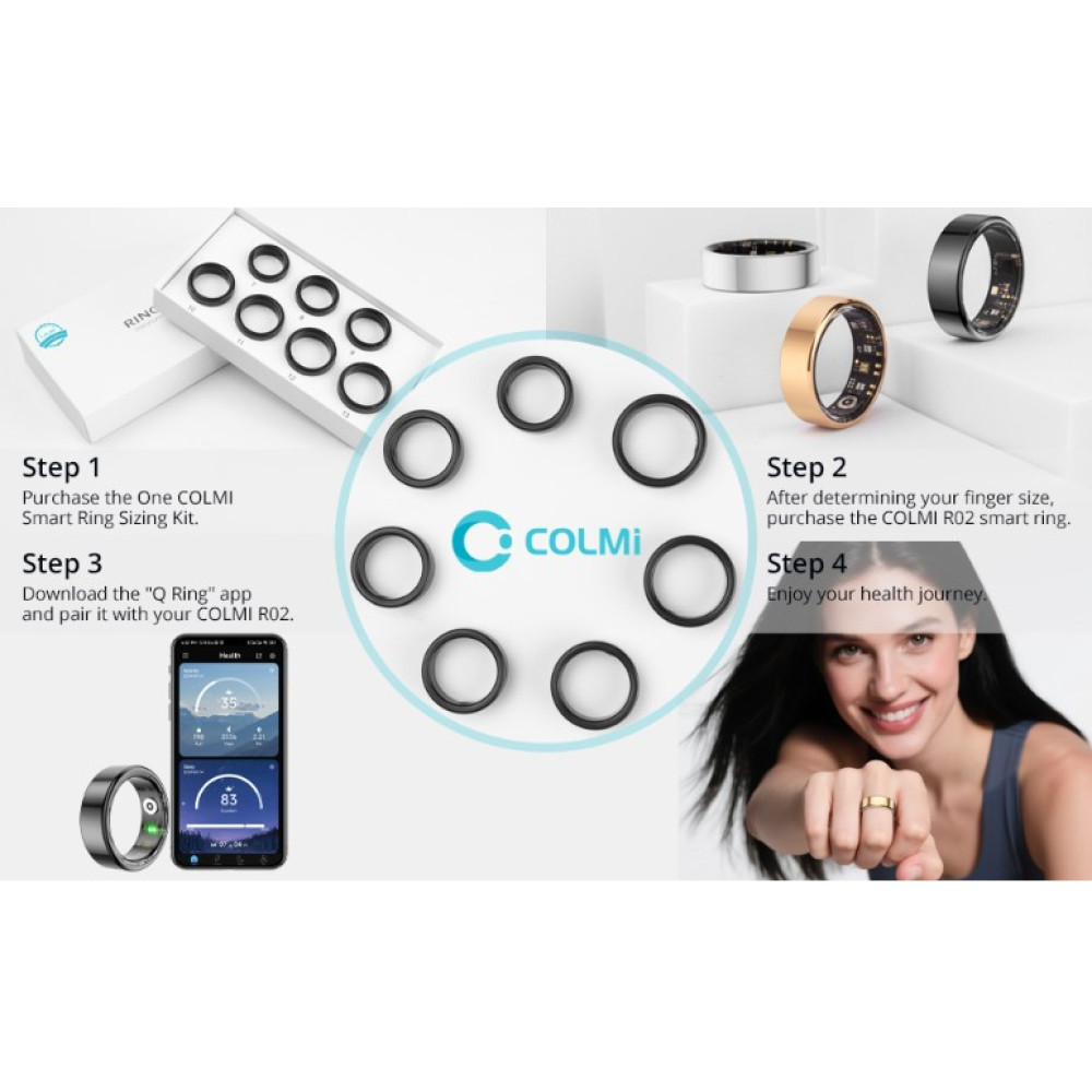 Смарт кільце COLMI Bluetooth з кейсом для зарядки розмір 18,9 мм