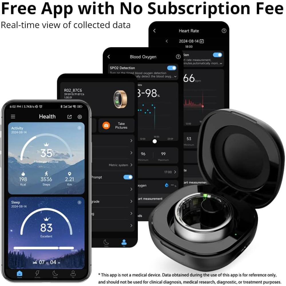 Смарт кільце COLMI Bluetooth з кейсом для зарядки розмір 18,9 мм