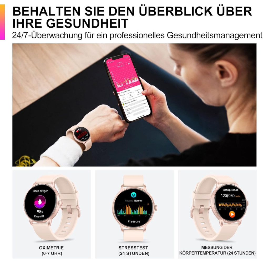 Смарт-годинник ZPPSNFIT G1, 1.43-дюймовим дисплеєм, сумісний з Android та iOS