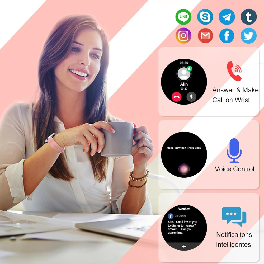 Смарт-годинник Fempoin з HD-дисплеєм 1,43 дюйма та функцією дзвінків по Bluetooth, IP68 для Android iOS