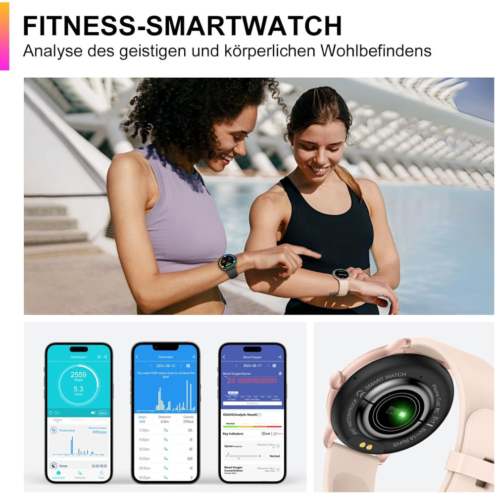 Смарт-годинник ZPPSNFIT G1, 1.43-дюймовим дисплеєм, сумісний з Android та iOS