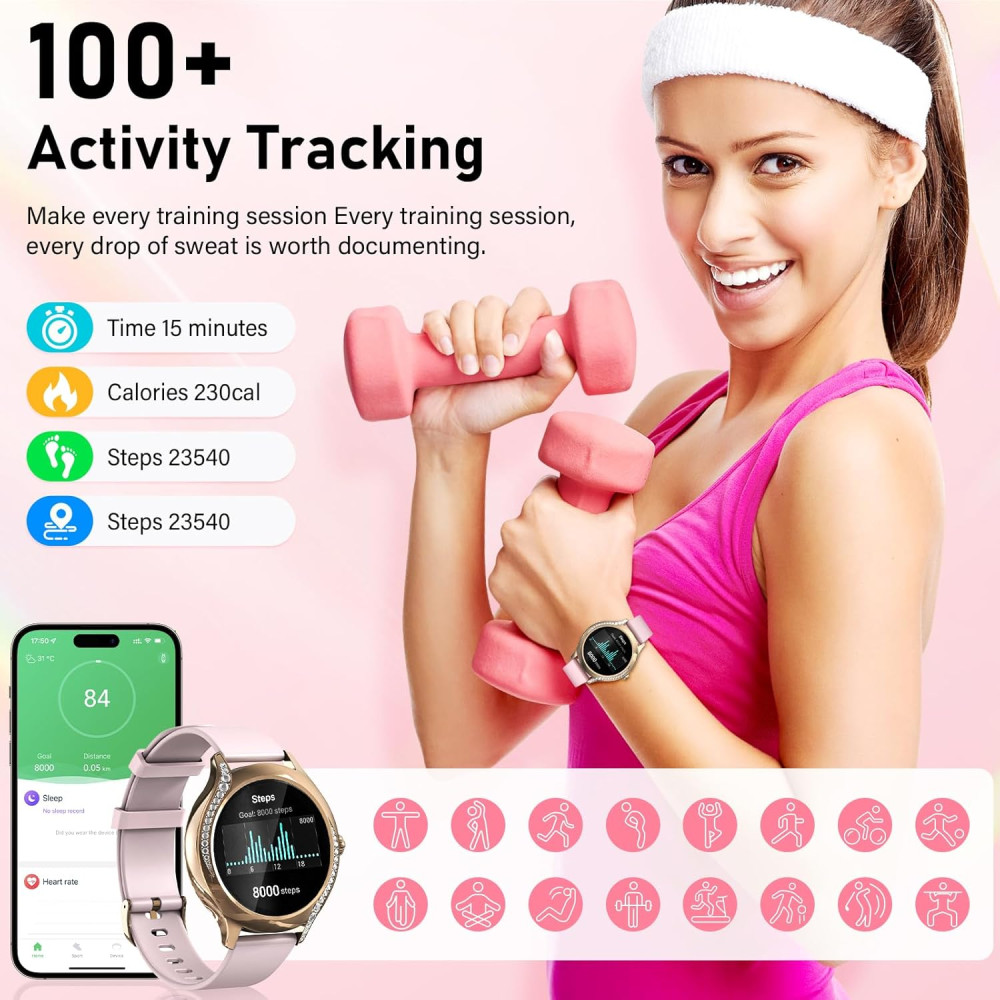 Смарт годинник ETELIAR з Bluetooth 5.3, HD-дисплеєм 1,19 дюйма, захистом IP68 для iOS та Android