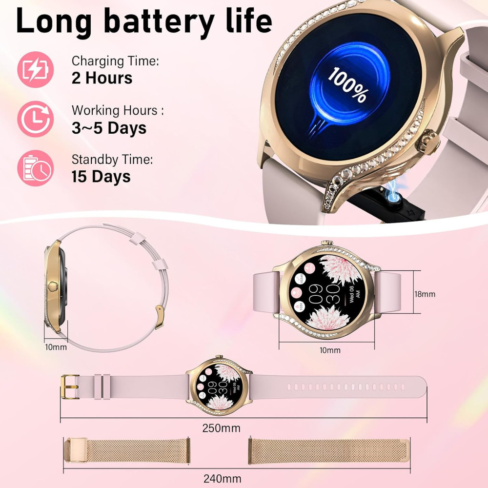 Смарт годинник ETELIAR з Bluetooth 5.3, HD-дисплеєм 1,19 дюйма, захистом IP68 для iOS та Android